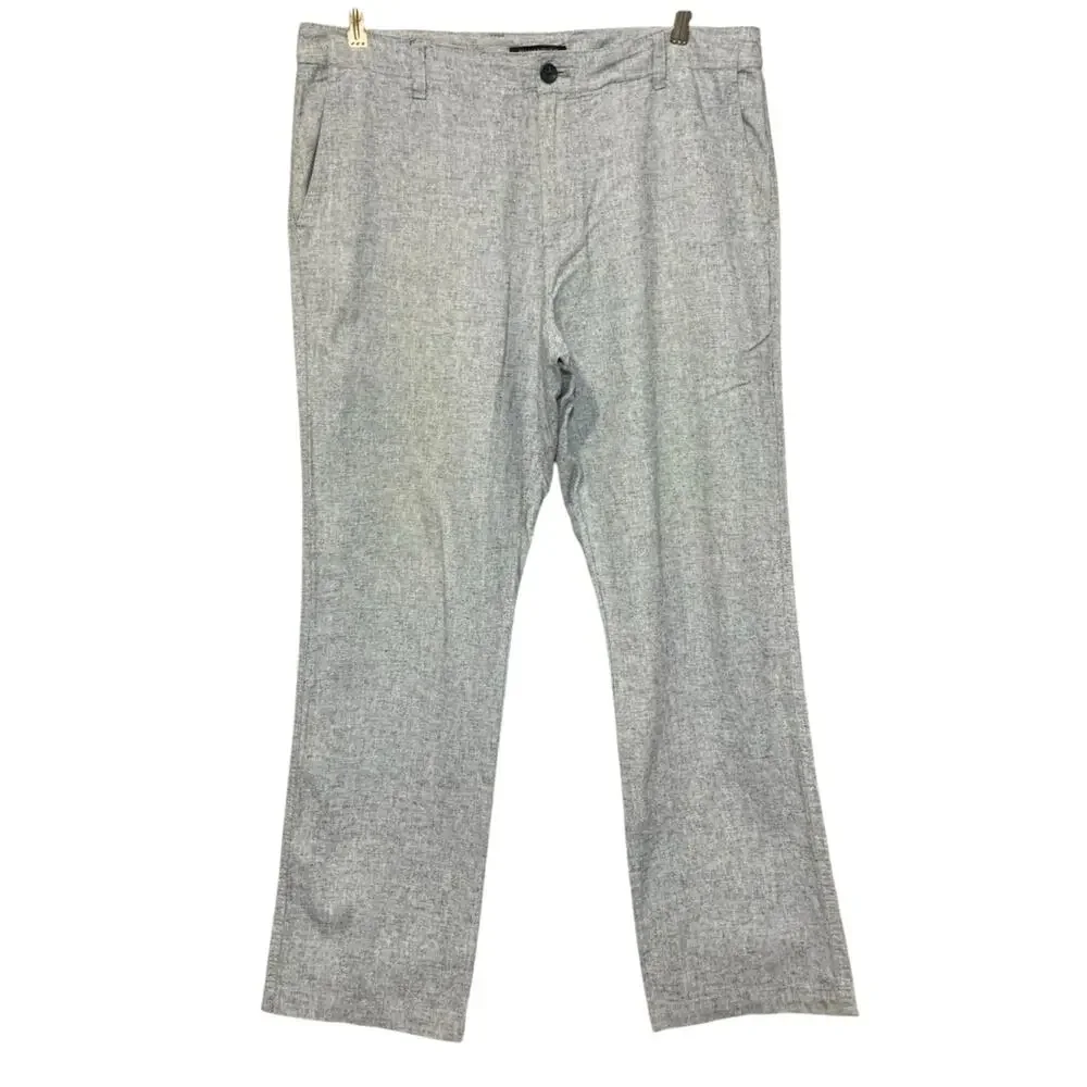 Men's Banana Republic Linen Blend Dress Trouser Pants Light Gray Size 35X32